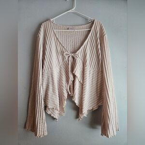 Urban Outfitters Out Frim Under Beige Ribbed Knit Blouse